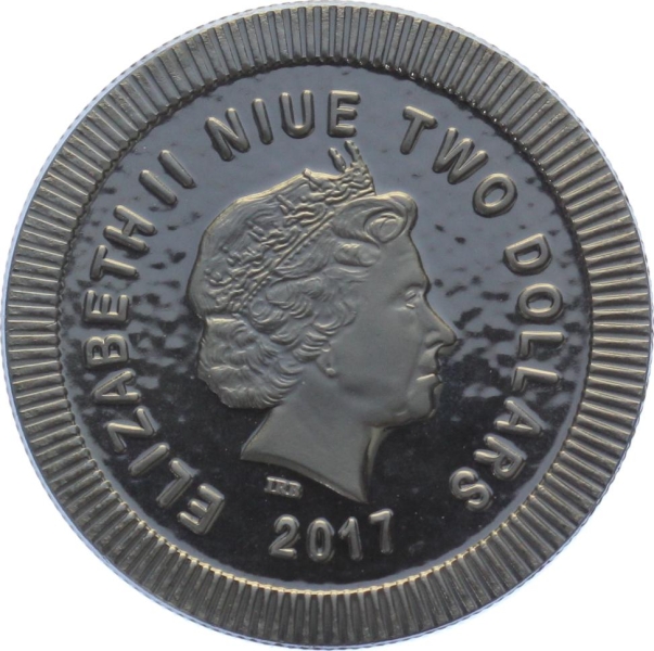 Niue 2 Pounds 2017 - Eule von Athen - 1 Unze Feinsilber - Schwarz Ruthenium Veredelung